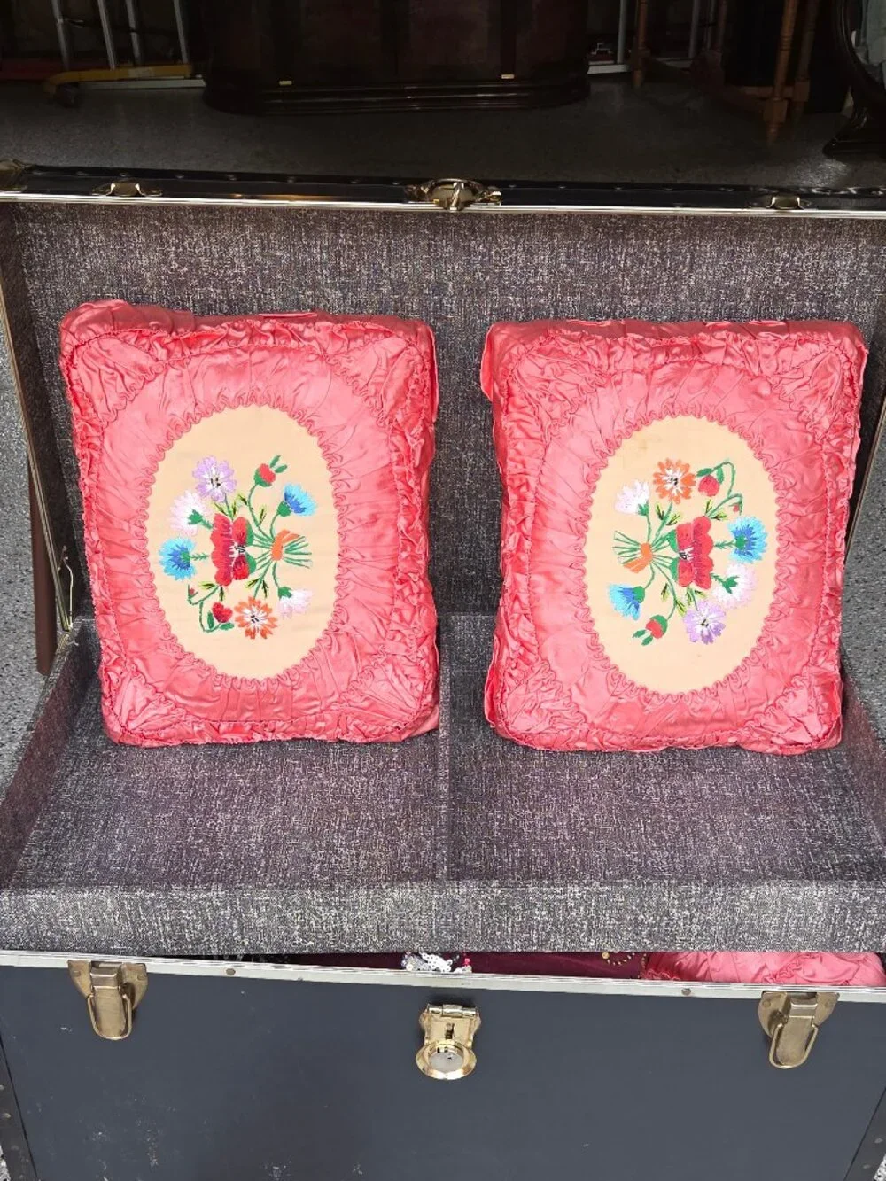 Vintage Pink Satin Pillows